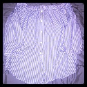 off the shoulders strip shirt.